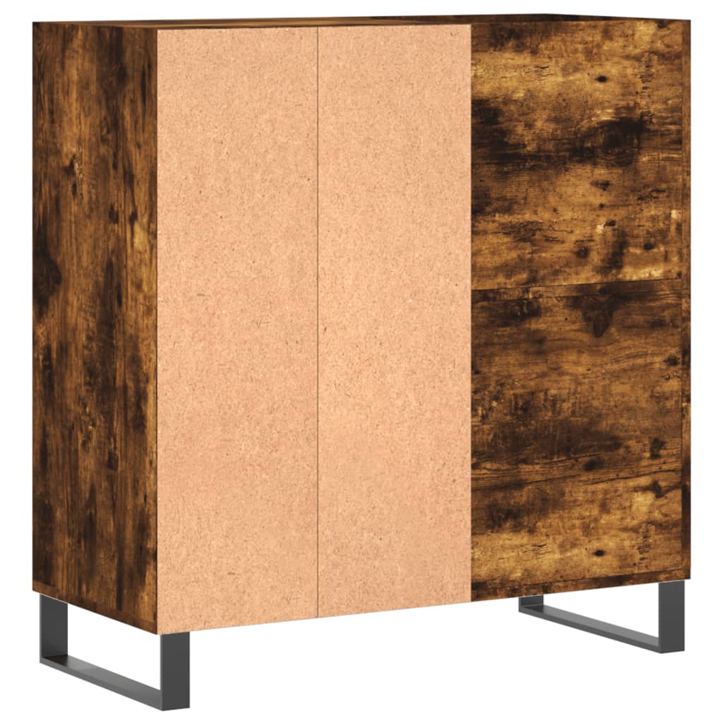 Record Cabinet Smoked Oak 84.5x38x89 cm Engineered Wood