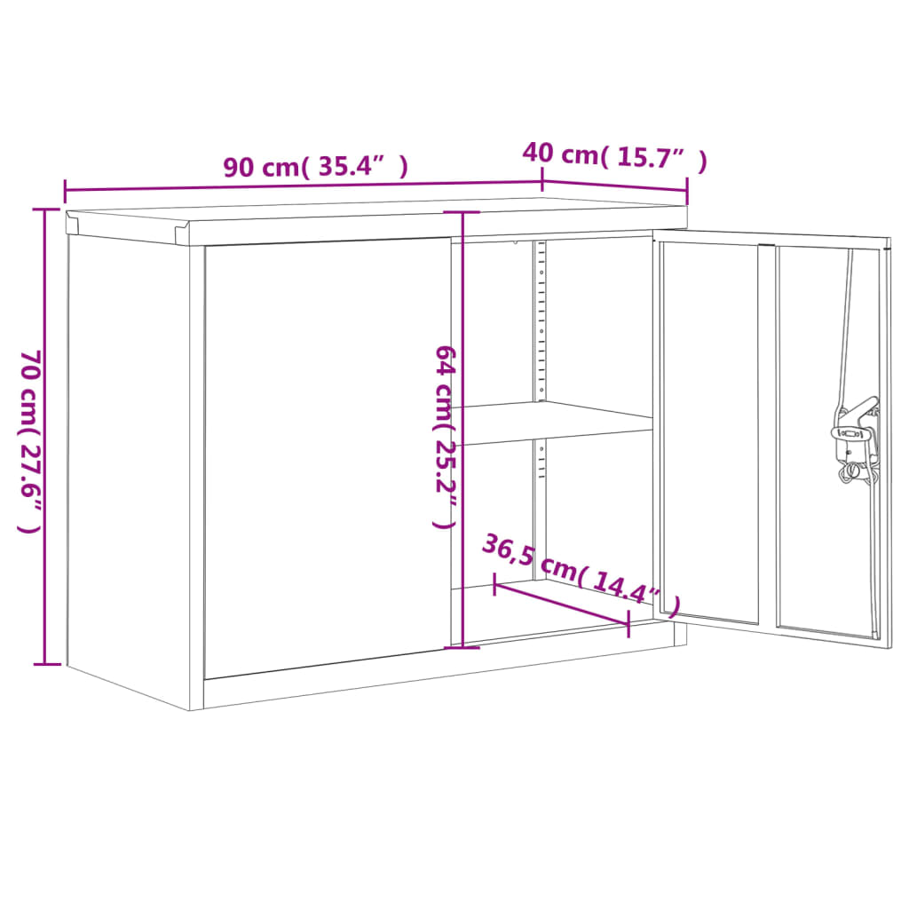 File Cabinet Light Grey 90x40x70 cm Steel