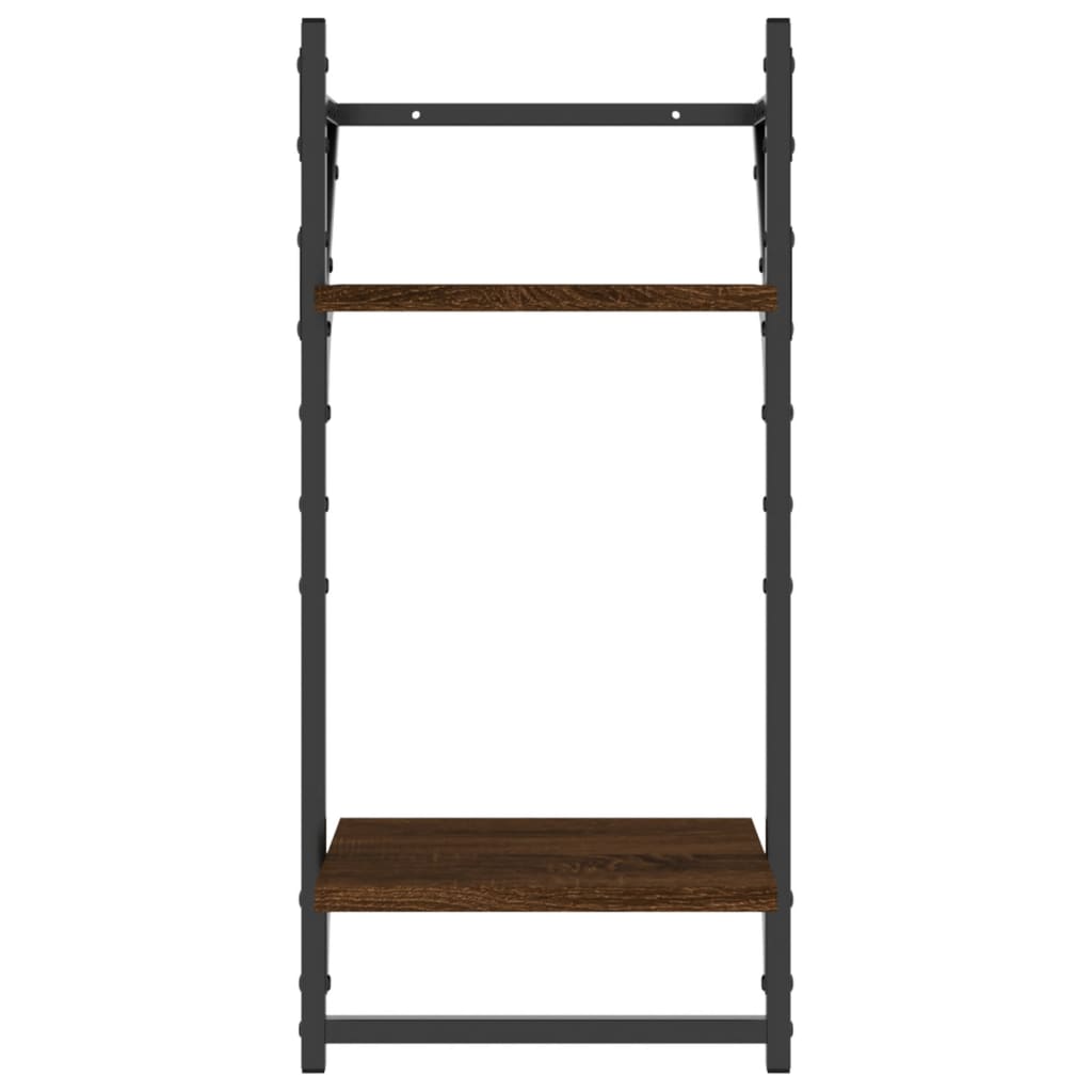 4 Piece Wall Shelf Set with Bars Brown Oak Engineered Wood