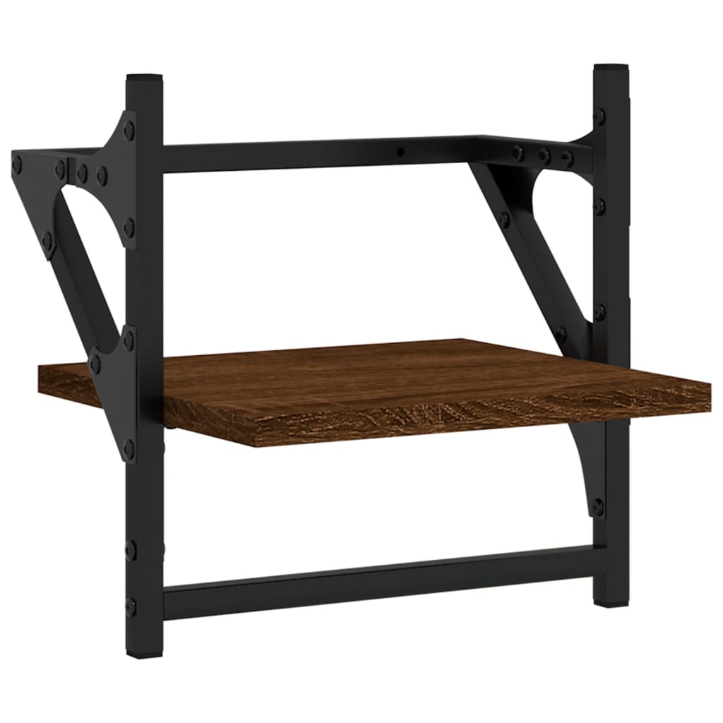 4 Piece Wall Shelf Set with Bars Brown Oak Engineered Wood