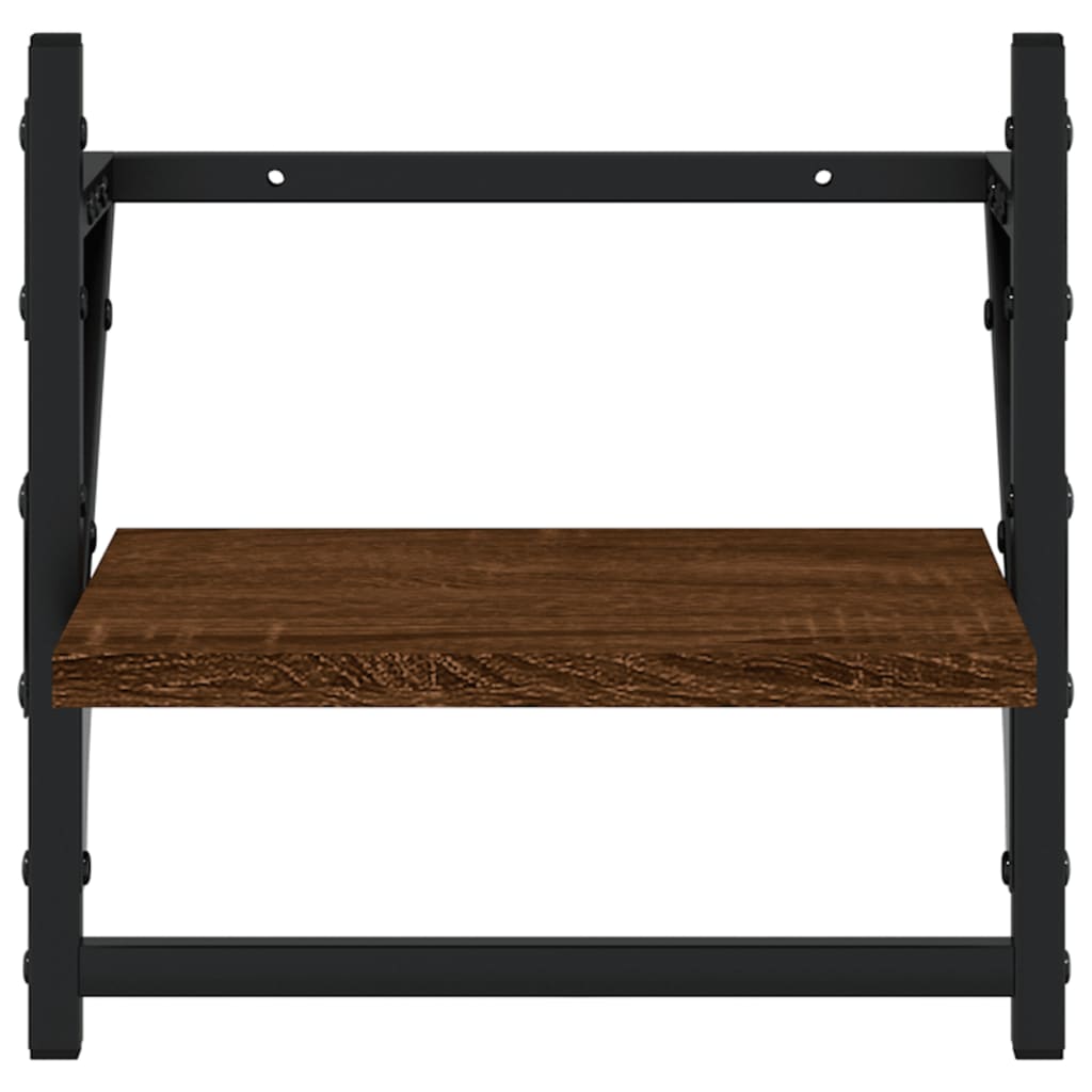 4 Piece Wall Shelf Set with Bars Brown Oak Engineered Wood