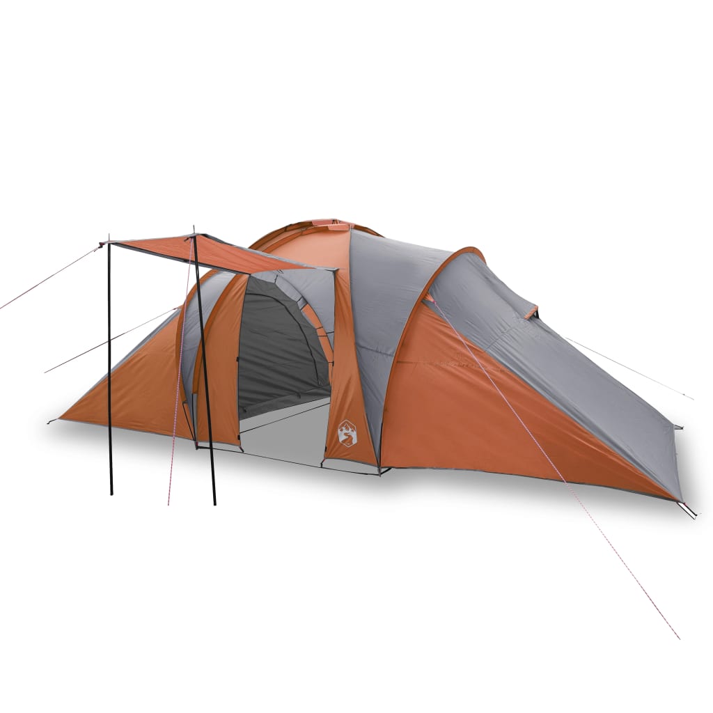 Family Tent Dome 6-Person Grey and Orange Waterproof