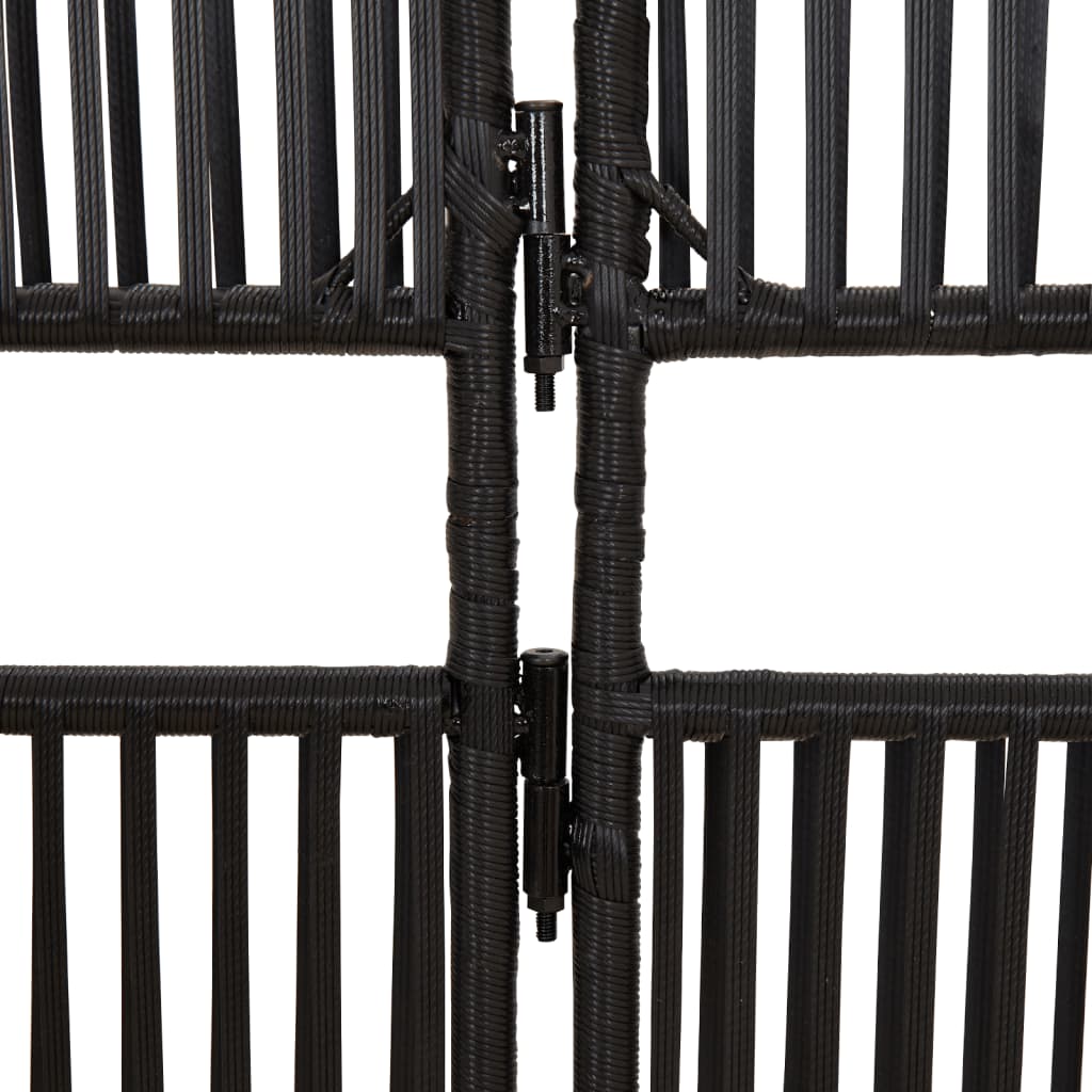 Room Divider 3 Panels Black Poly Rattan