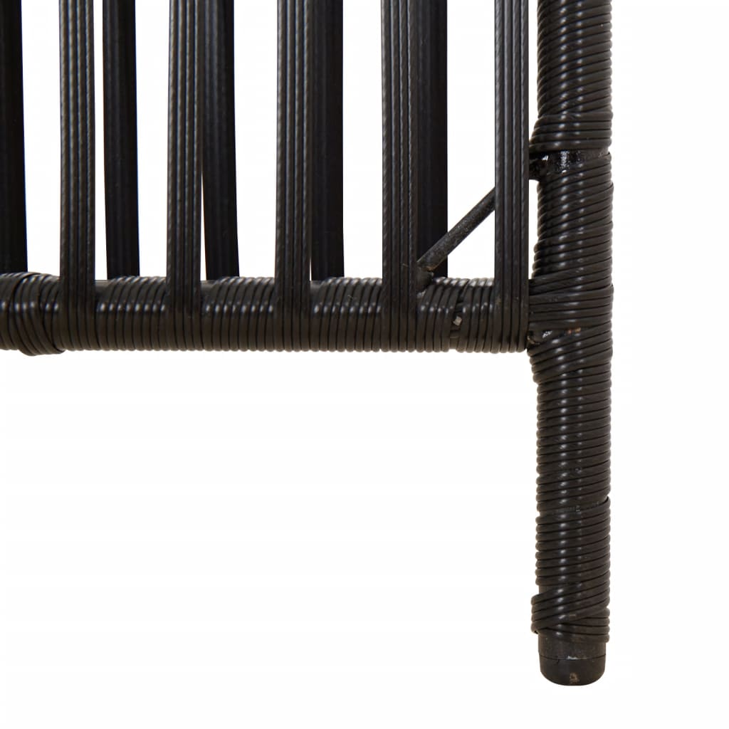 Room Divider 3 Panels Black Poly Rattan