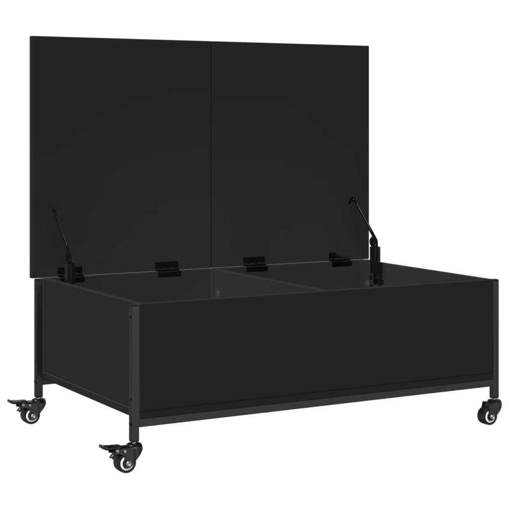 Coffee Table with Wheels Black 91x55x34 cm Engineered Wood