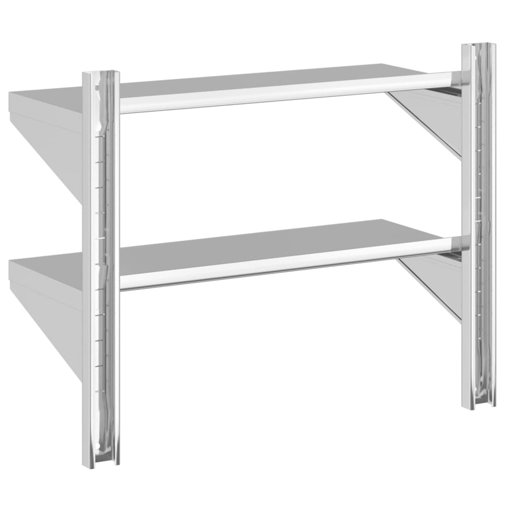 2-Tier Wall Shelf 75x30x60 cm Silver Stainless Steel