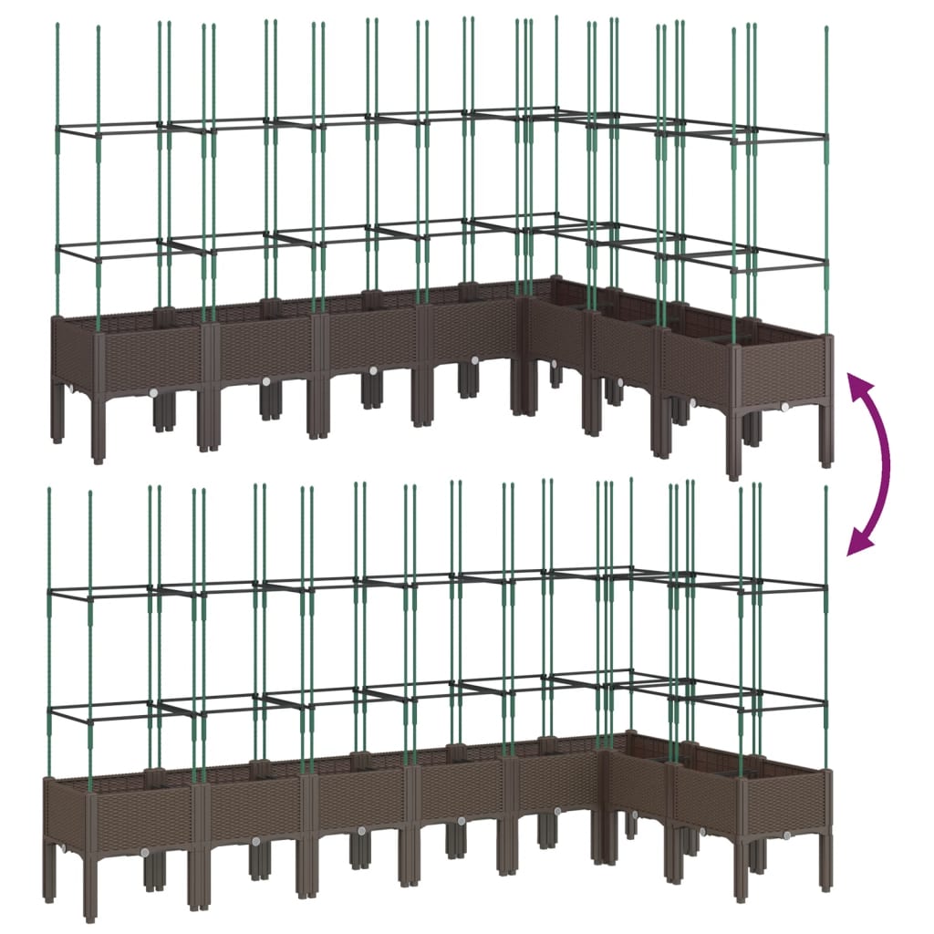 Garden Planter with Trellis Brown 200x160x142.5 cm PP
