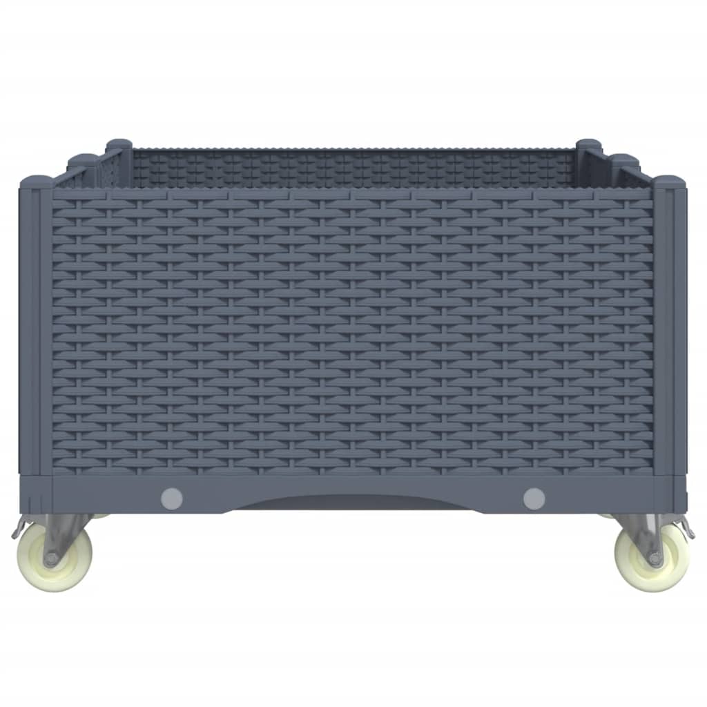 Garden Planter with Wheels Blue Grey 100x80x54 cm PP