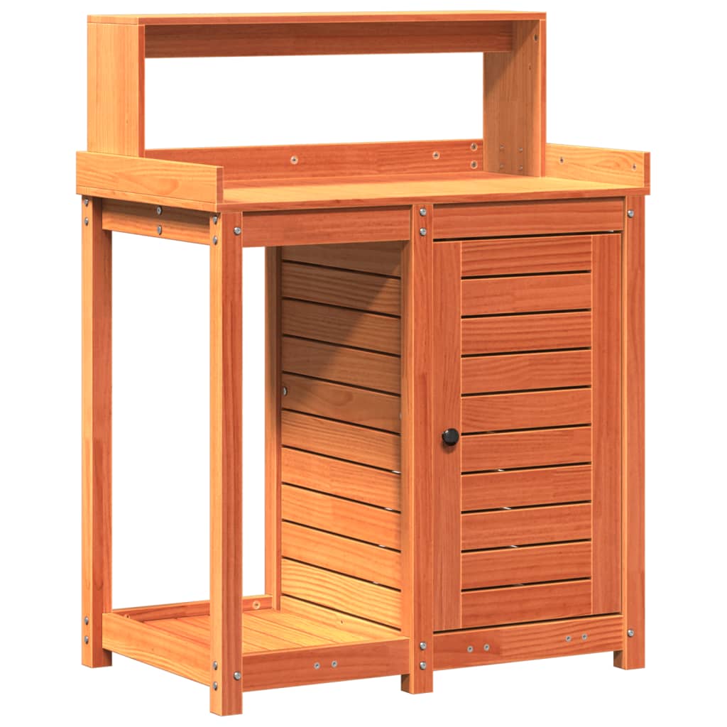 Potting Table with Shelves Brown 82.5x50x109.5 cm Solid Wood Pine