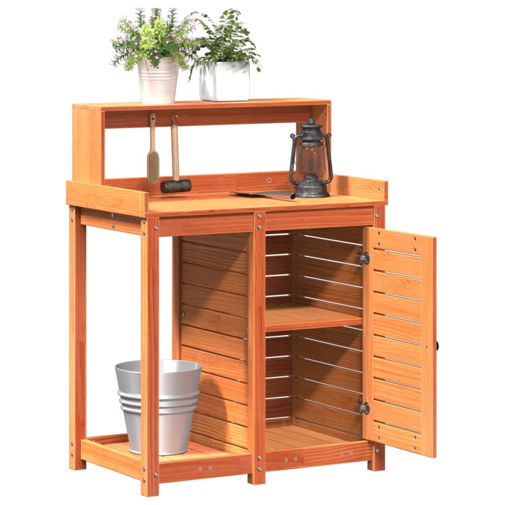 Potting Table with Shelves Brown 82.5x50x109.5 cm Solid Wood Pine