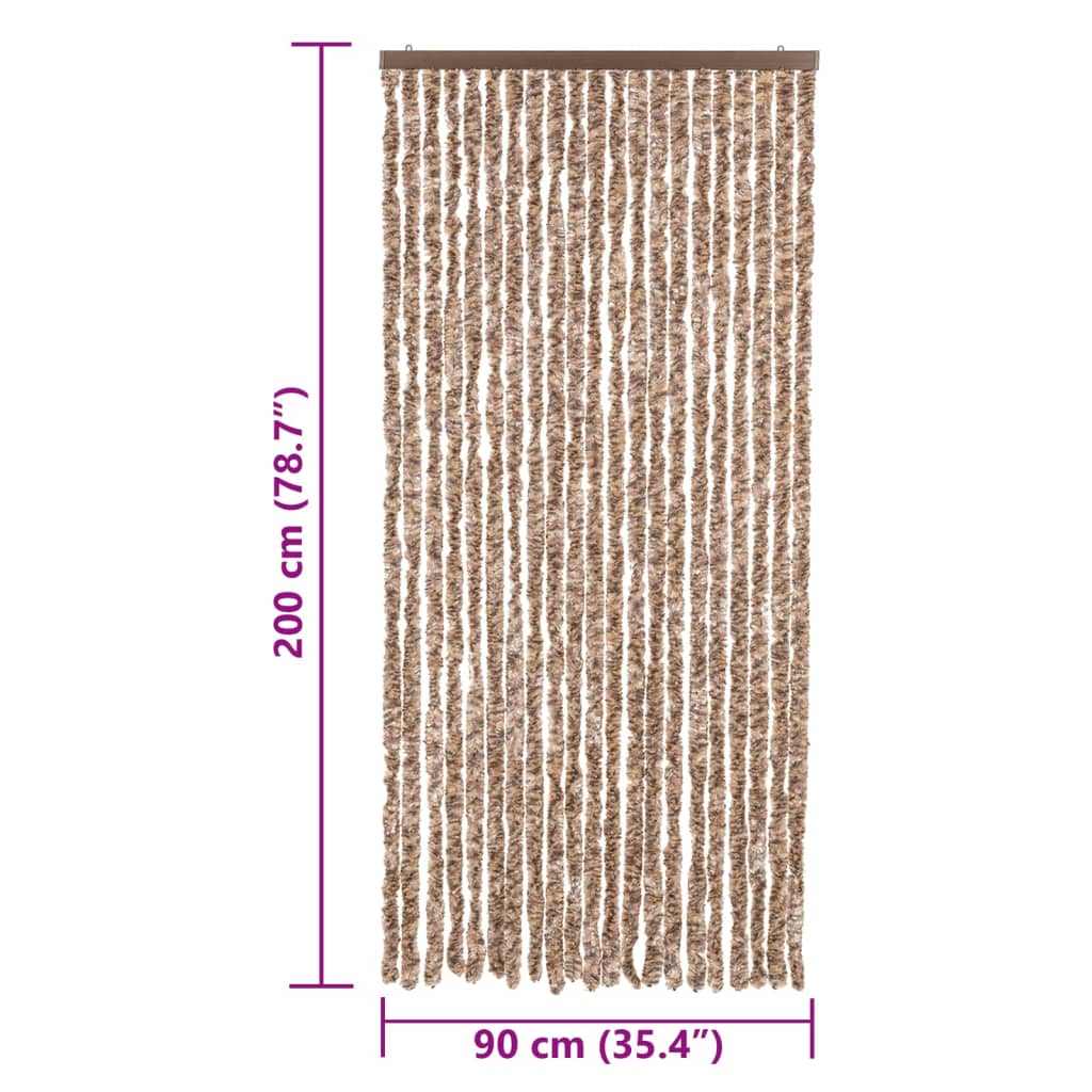 Fly Curtain Beige and Dark Brown 90x200 cm Chenille