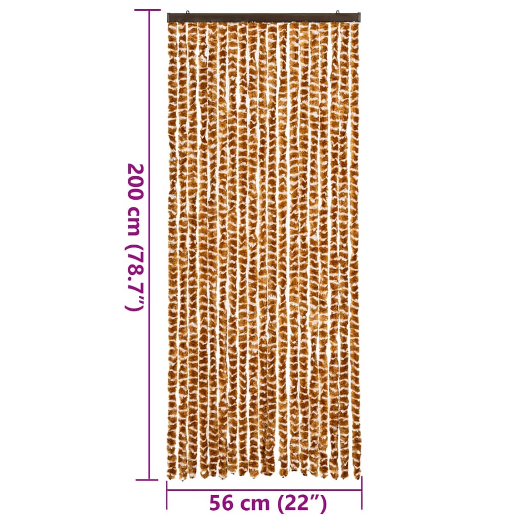 Fly Curtain Ochre and White 56x200 cm Chenille