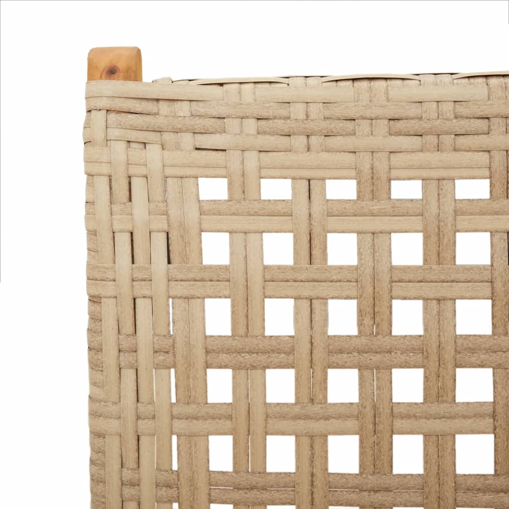7 Piece Garden Dining Set Beige Poly Rattan and Solid Wood