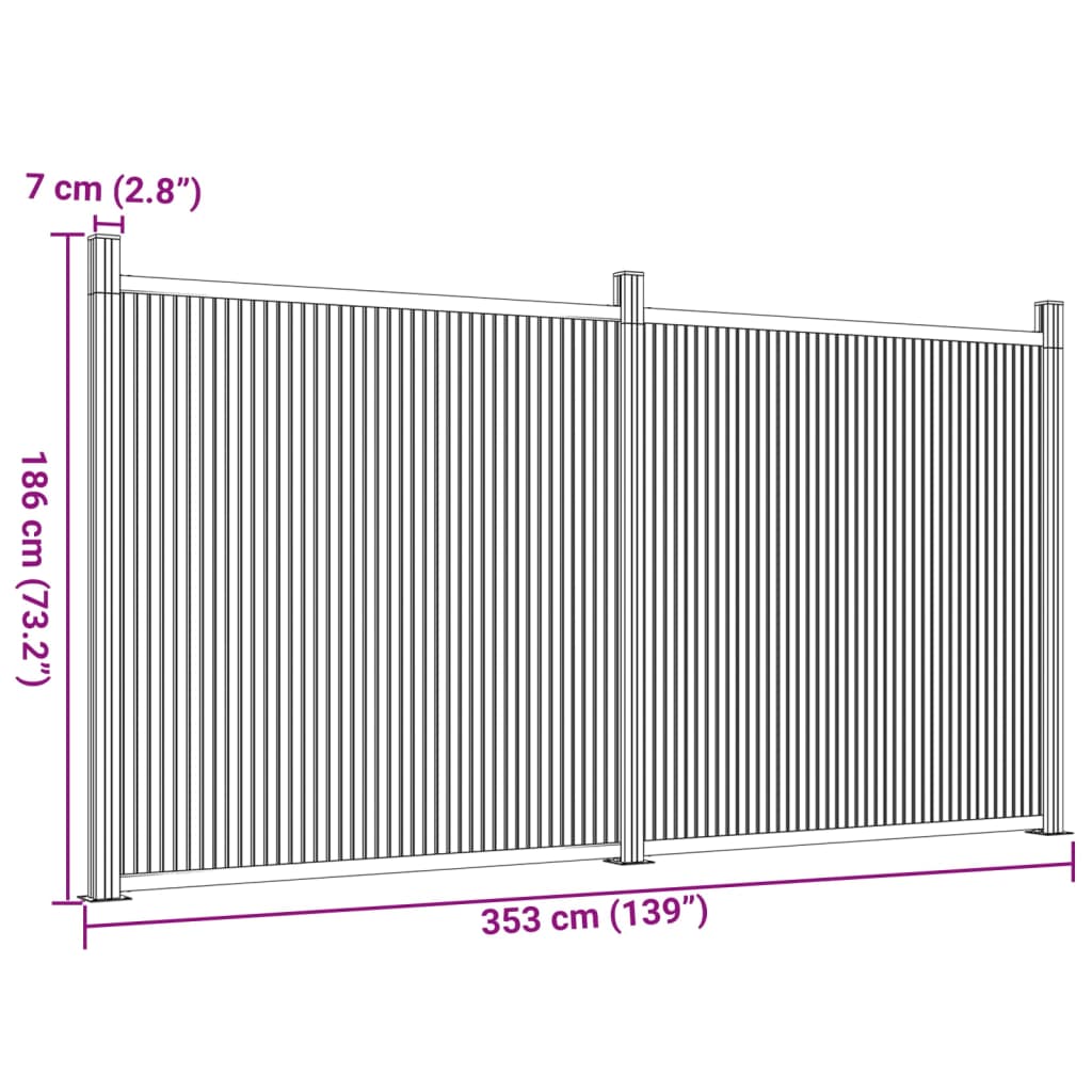 Fence Panel Grey 353x186 cm WPC