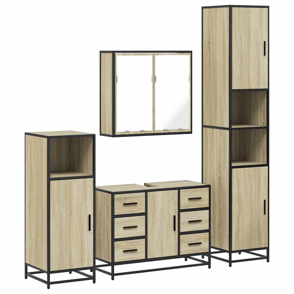 4 Piece Bathroom Furniture Set Sonoma Oak Engineered Wood