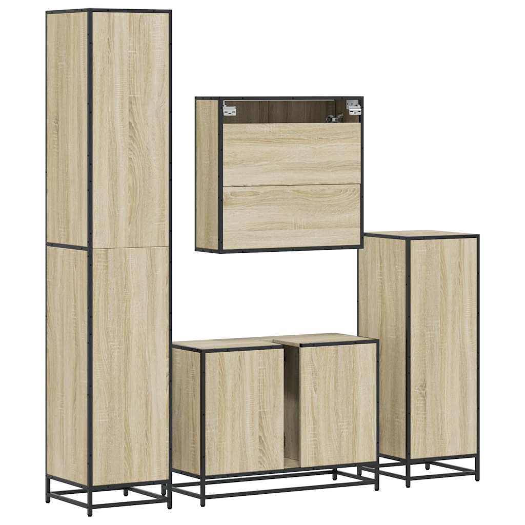 4 Piece Bathroom Furniture Set Sonoma Oak Engineered Wood