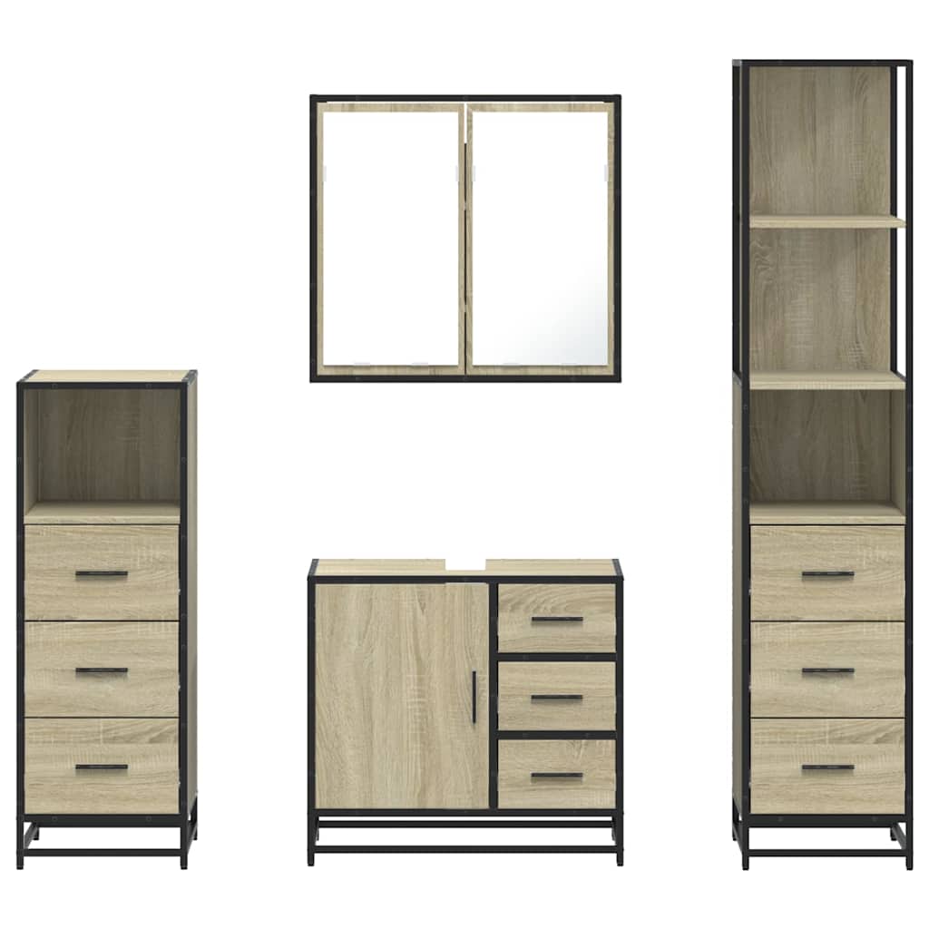 4 Piece Bathroom Furniture Set Sonoma Oak Engineered Wood
