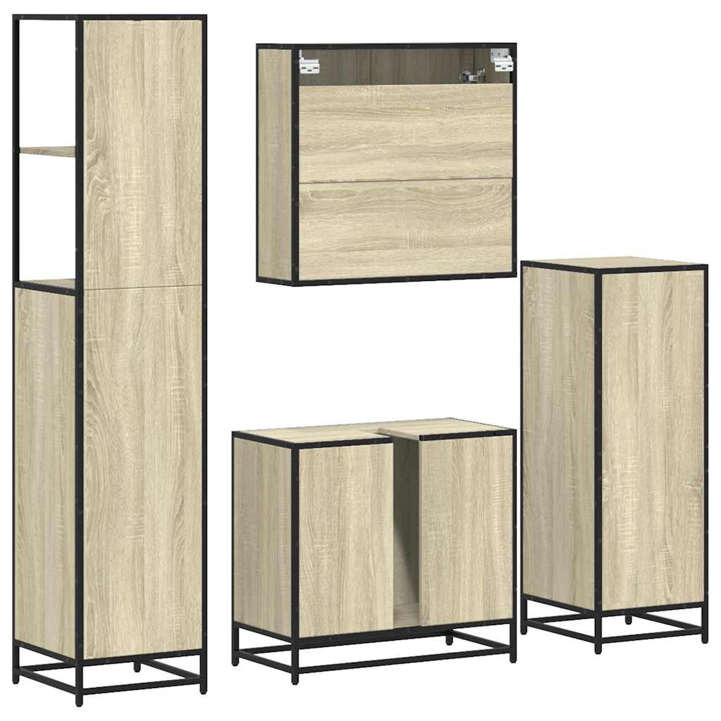 4 Piece Bathroom Furniture Set Sonoma Oak Engineered Wood