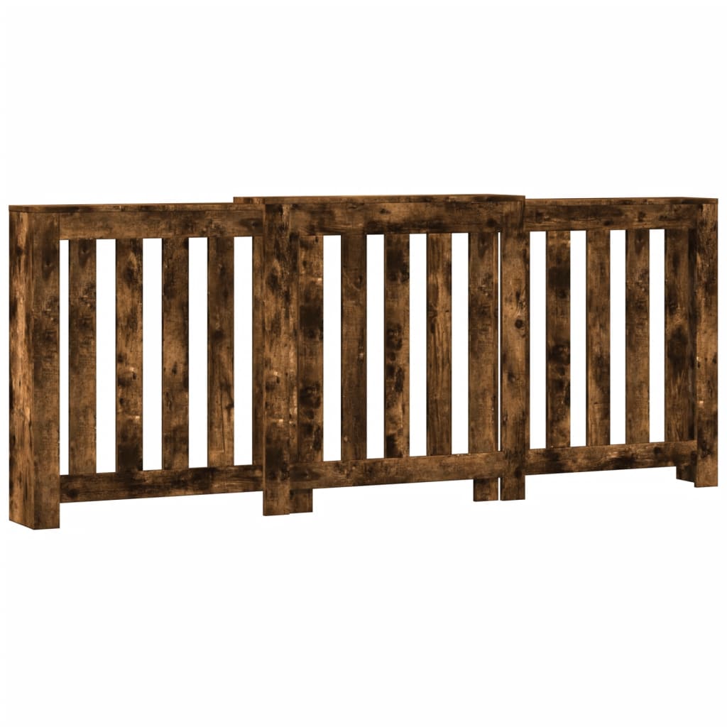 Radiator Cover Smoked Oak 205x21.5x83.5 cm Engineered Wood