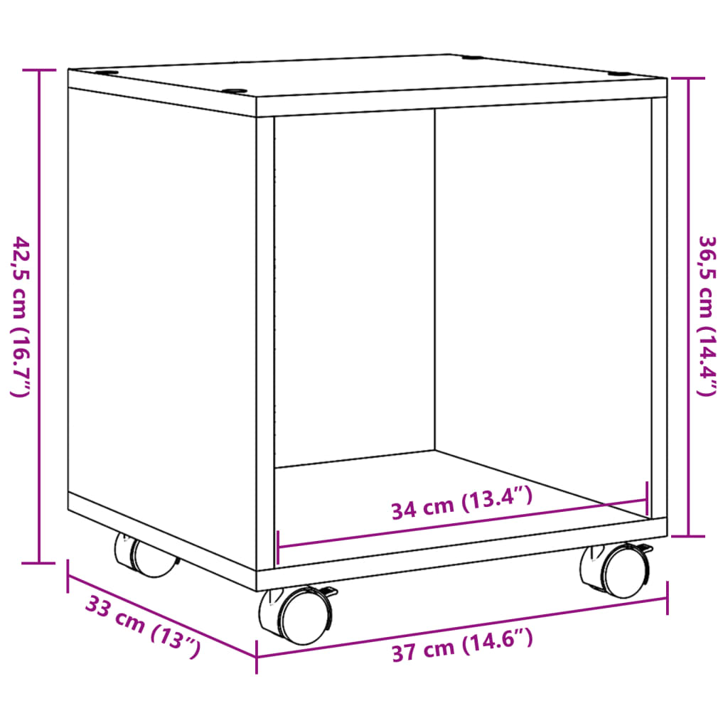 Rolling Cabinet White 37x33x42.5 cm Engineered Wood