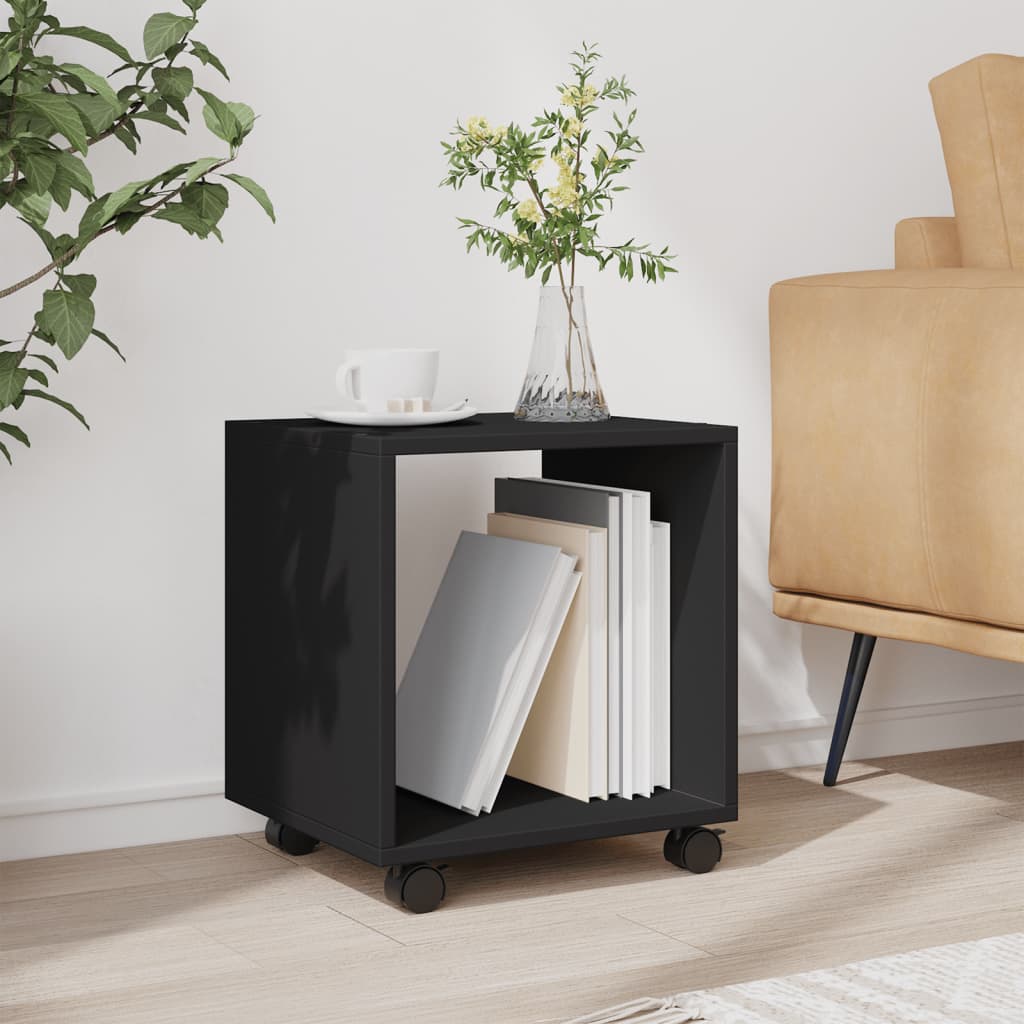 Rolling Cabinet Black 37x33x42.5 cm Engineered Wood