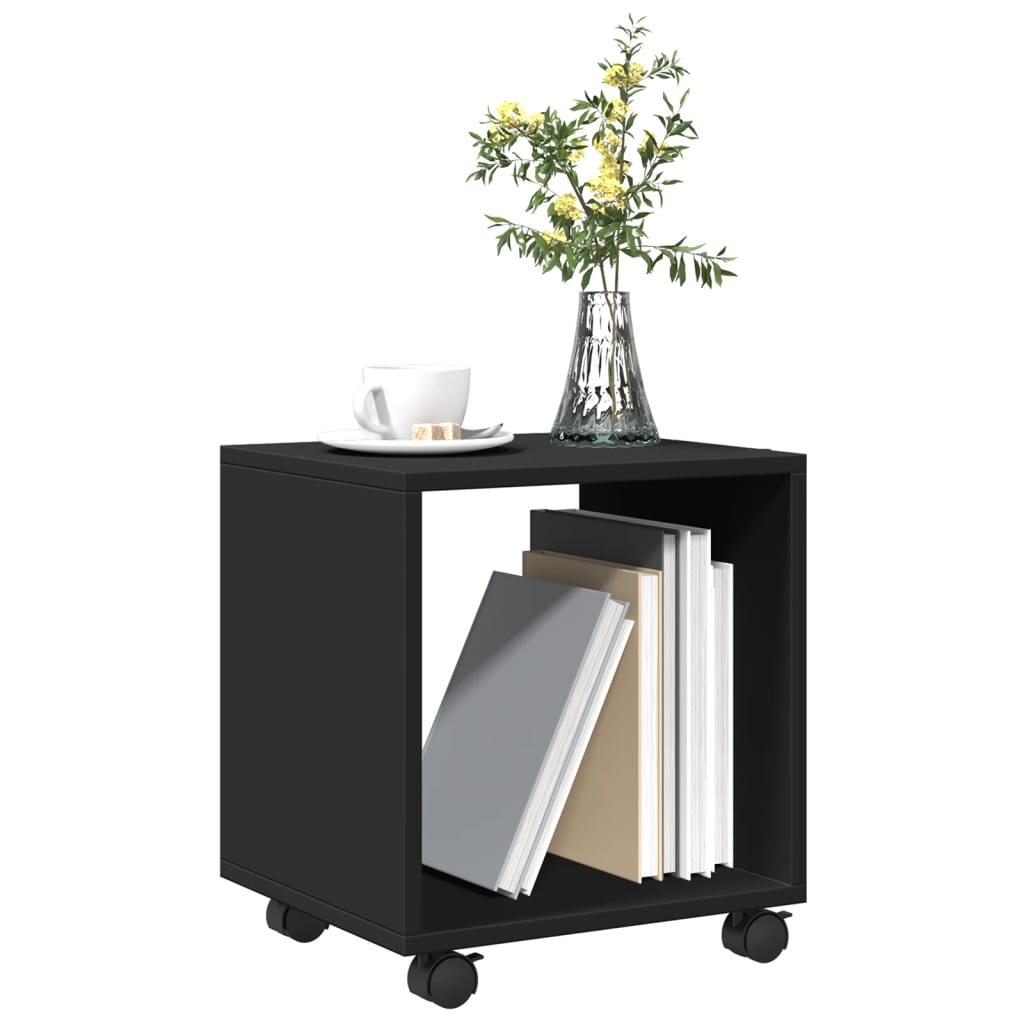 Rolling Cabinet Black 37x33x42.5 cm Engineered Wood