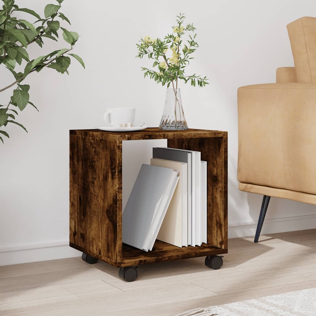 Rolling Cabinet Smoked Oak 37x33x42.5 cm Engineered Wood