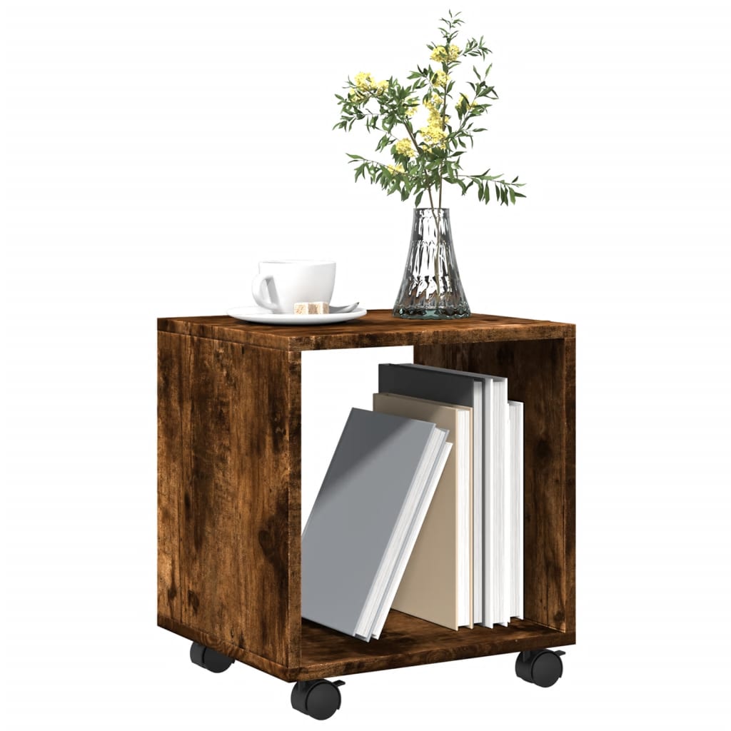 Rolling Cabinet Smoked Oak 37x33x42.5 cm Engineered Wood