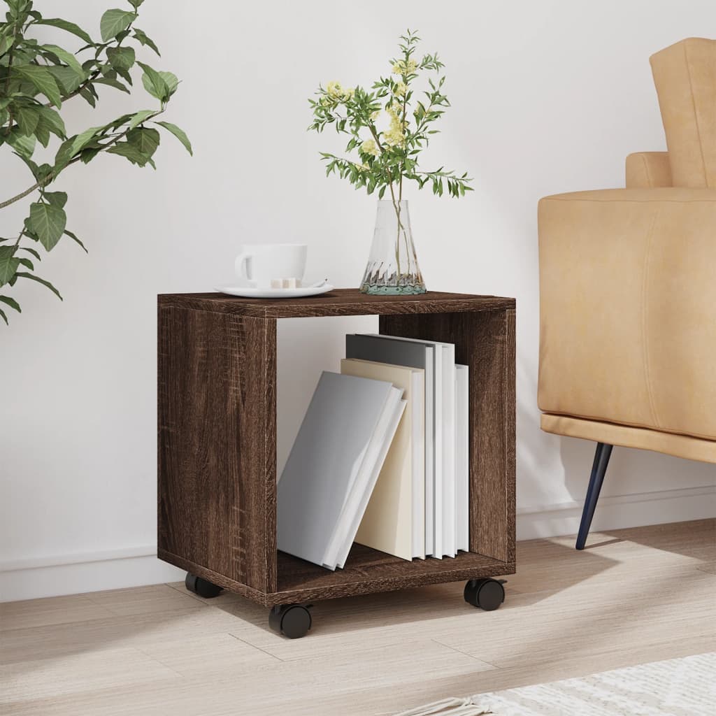 Rolling Cabinet Brown Oak 37x33x42.5 cm Engineered Wood