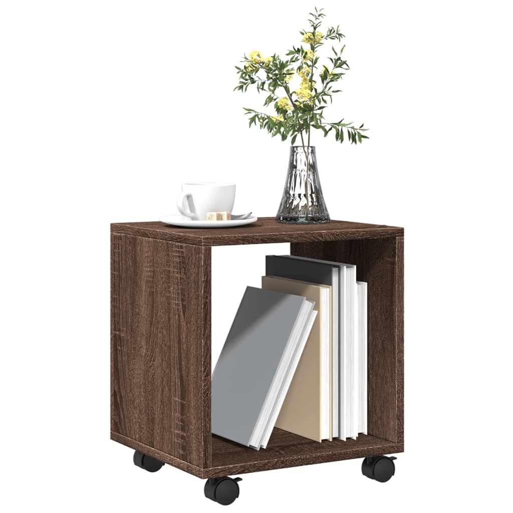 Rolling Cabinet Brown Oak 37x33x42.5 cm Engineered Wood