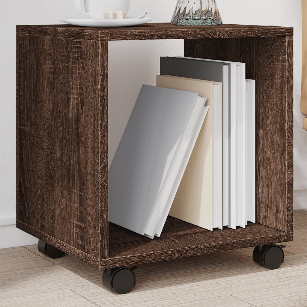 Rolling Cabinet Brown Oak 37x33x42.5 cm Engineered Wood