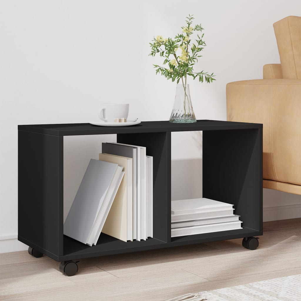 Rolling Cabinet Black 72x33x42.5 cm Engineered Wood