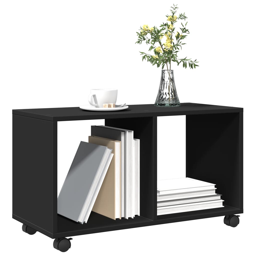 Rolling Cabinet Black 72x33x42.5 cm Engineered Wood