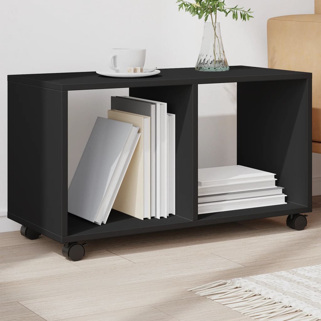 Rolling Cabinet Black 72x33x42.5 cm Engineered Wood