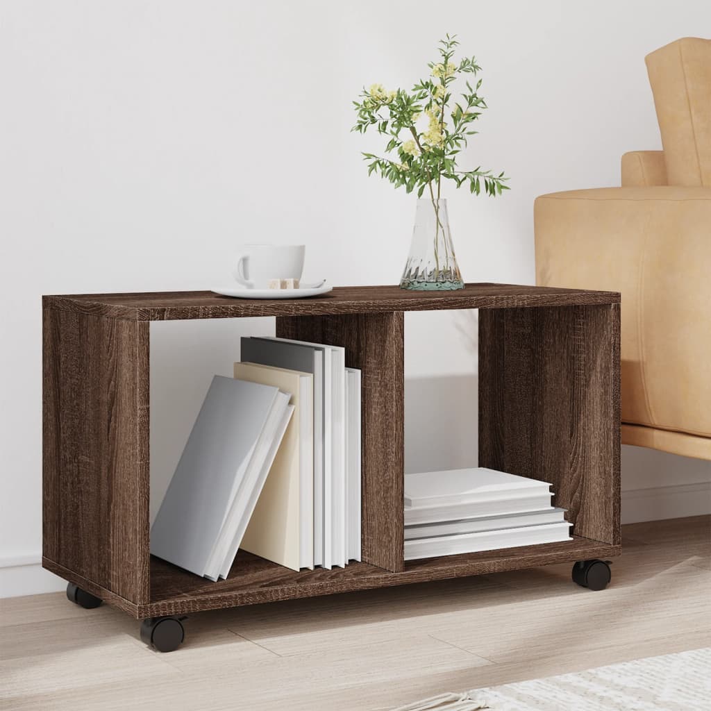 Rolling Cabinet Brown Oak 72x33x42.5 cm Engineered Wood