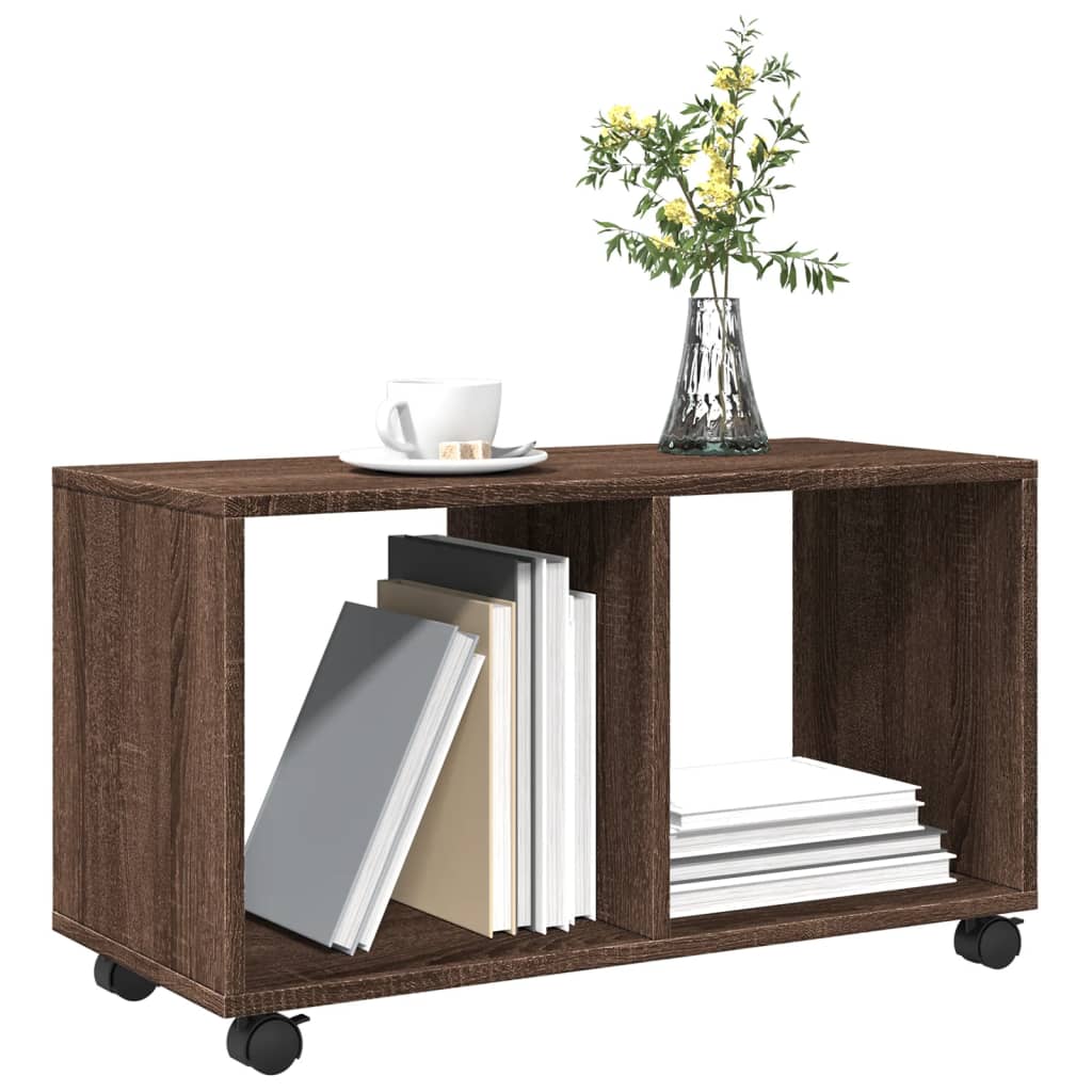 Rolling Cabinet Brown Oak 72x33x42.5 cm Engineered Wood