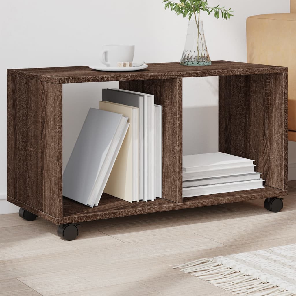 Rolling Cabinet Brown Oak 72x33x42.5 cm Engineered Wood