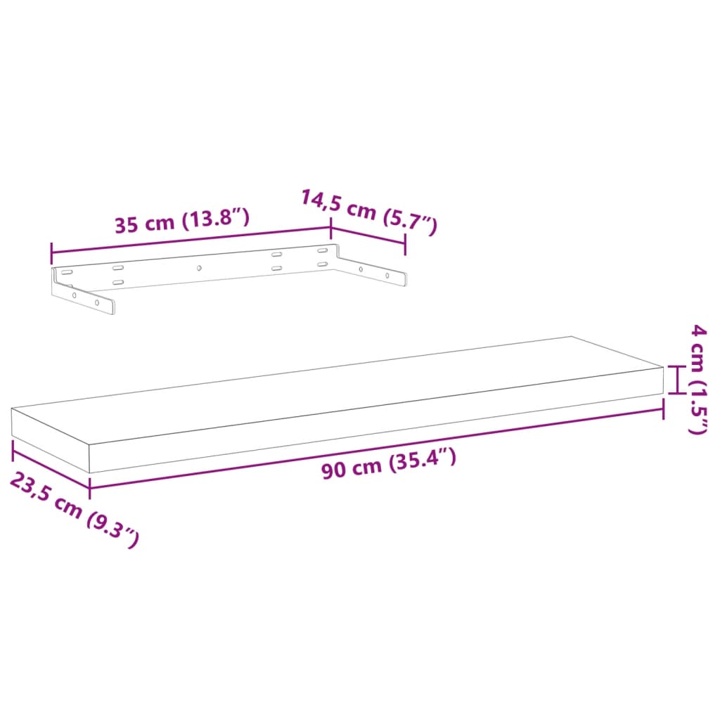 Floating Shelf 90x23.5x4 cm Engineered Wood