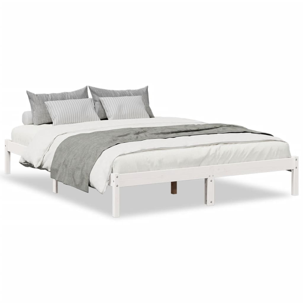 Extra Long Bed Frame without Mattress White 160x210 cm Solid Wood Pine