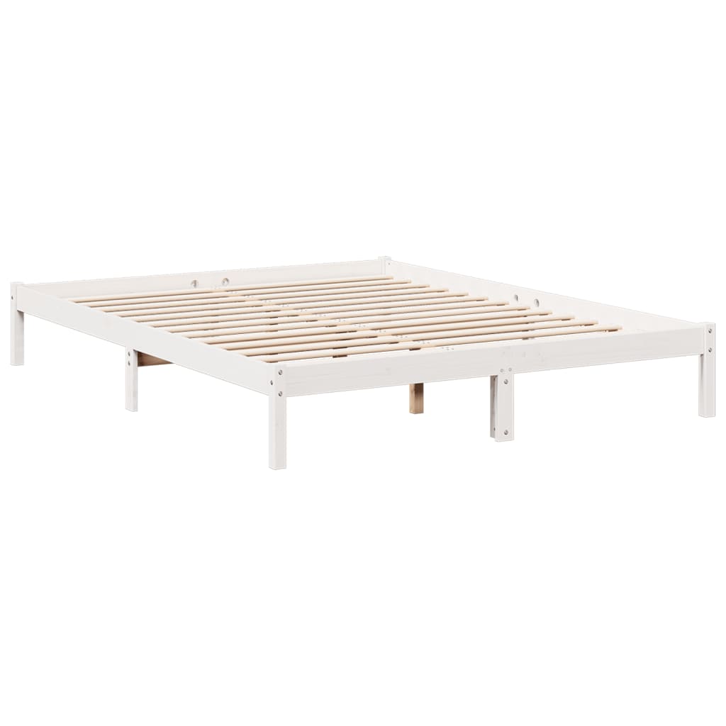 Extra Long Bed Frame without Mattress White 160x210 cm Solid Wood Pine