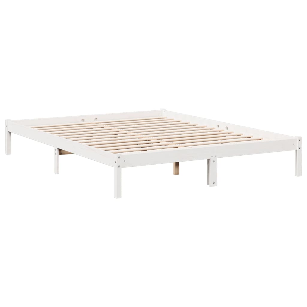 Extra Long Bed Frame without Mattress White 160x210 cm Solid Wood Pine