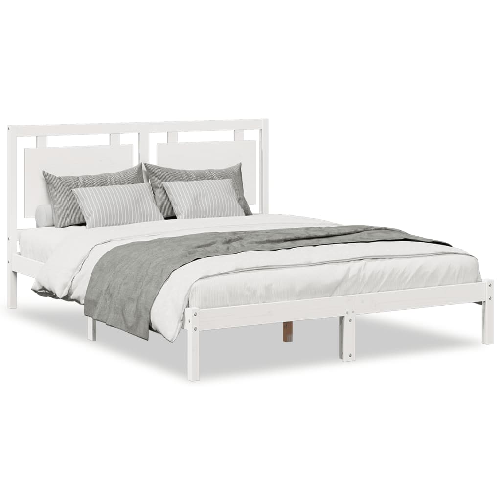 Extra Long Bed Frame without Mattress White 160x210 cm Solid Wood