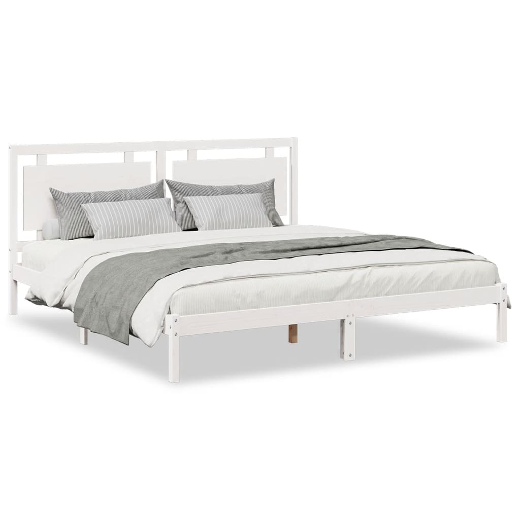 Extra Long Bed Frame without Mattress White 180x220 cm Solid Wood