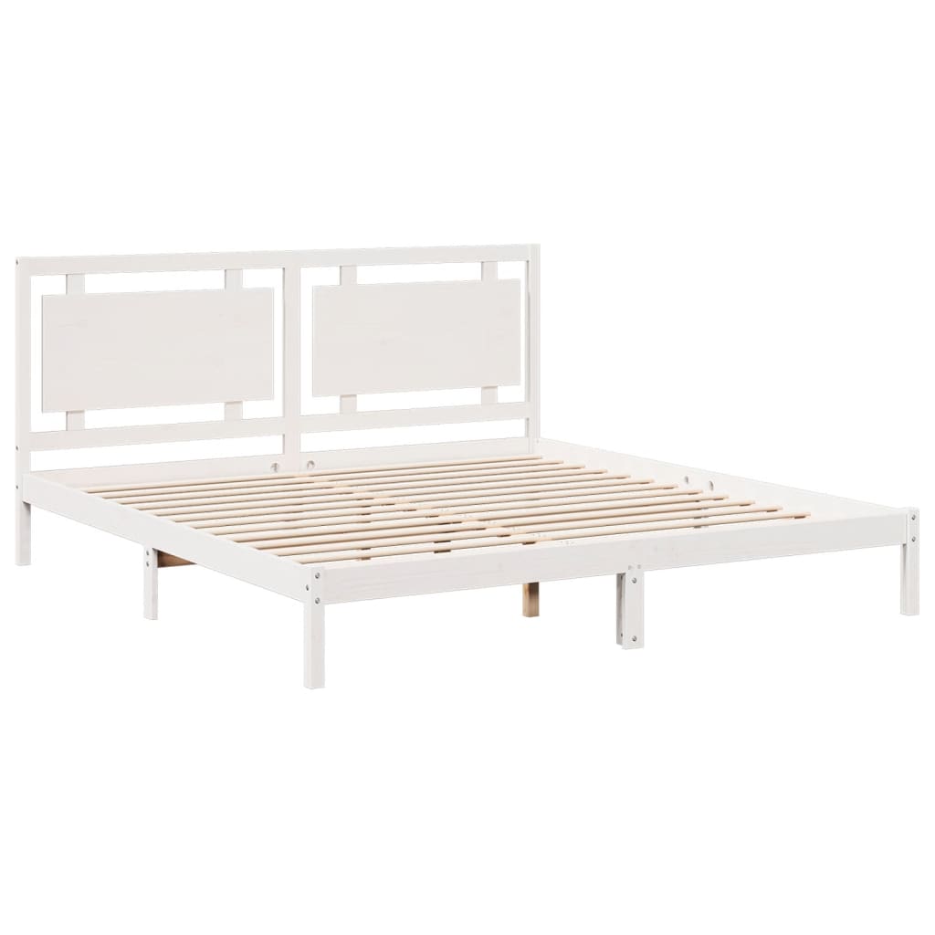 Extra Long Bed Frame without Mattress White 180x220 cm Solid Wood