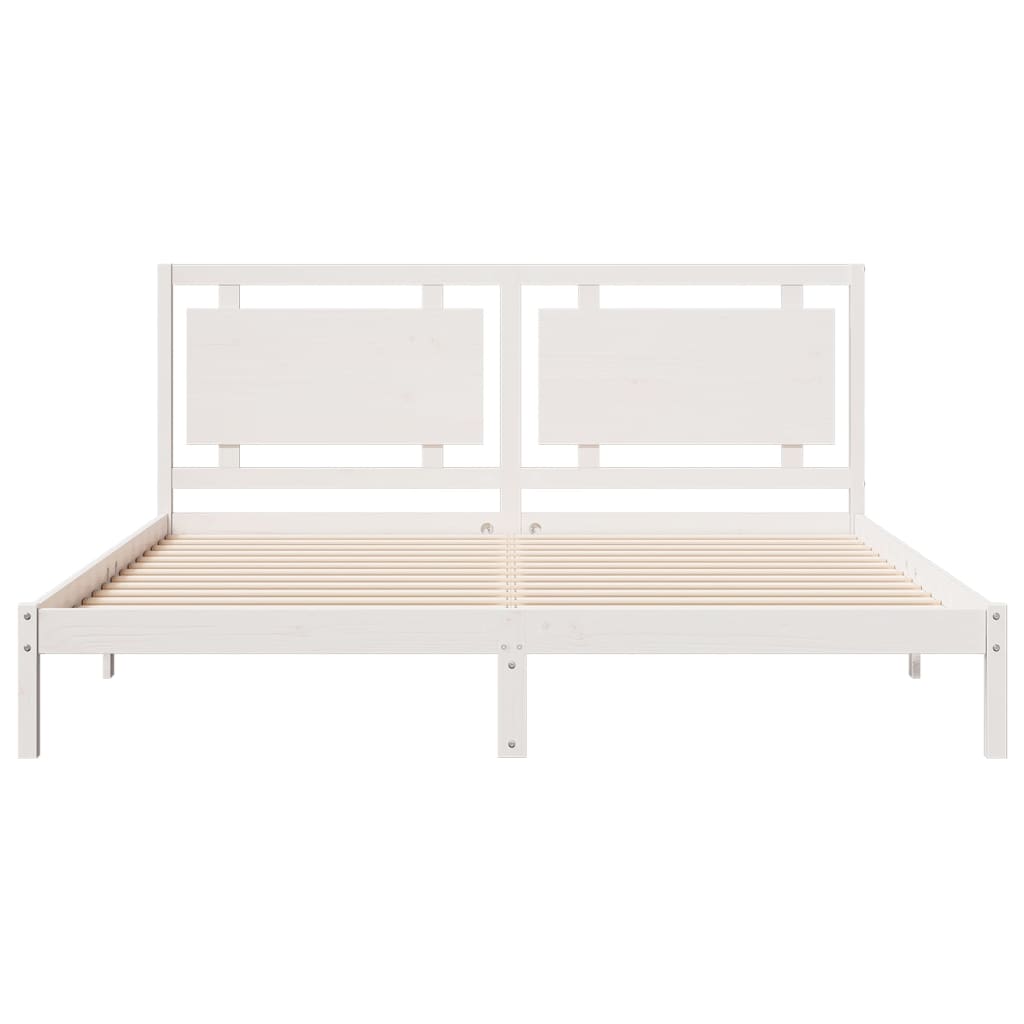Extra Long Bed Frame without Mattress White 180x220 cm Solid Wood