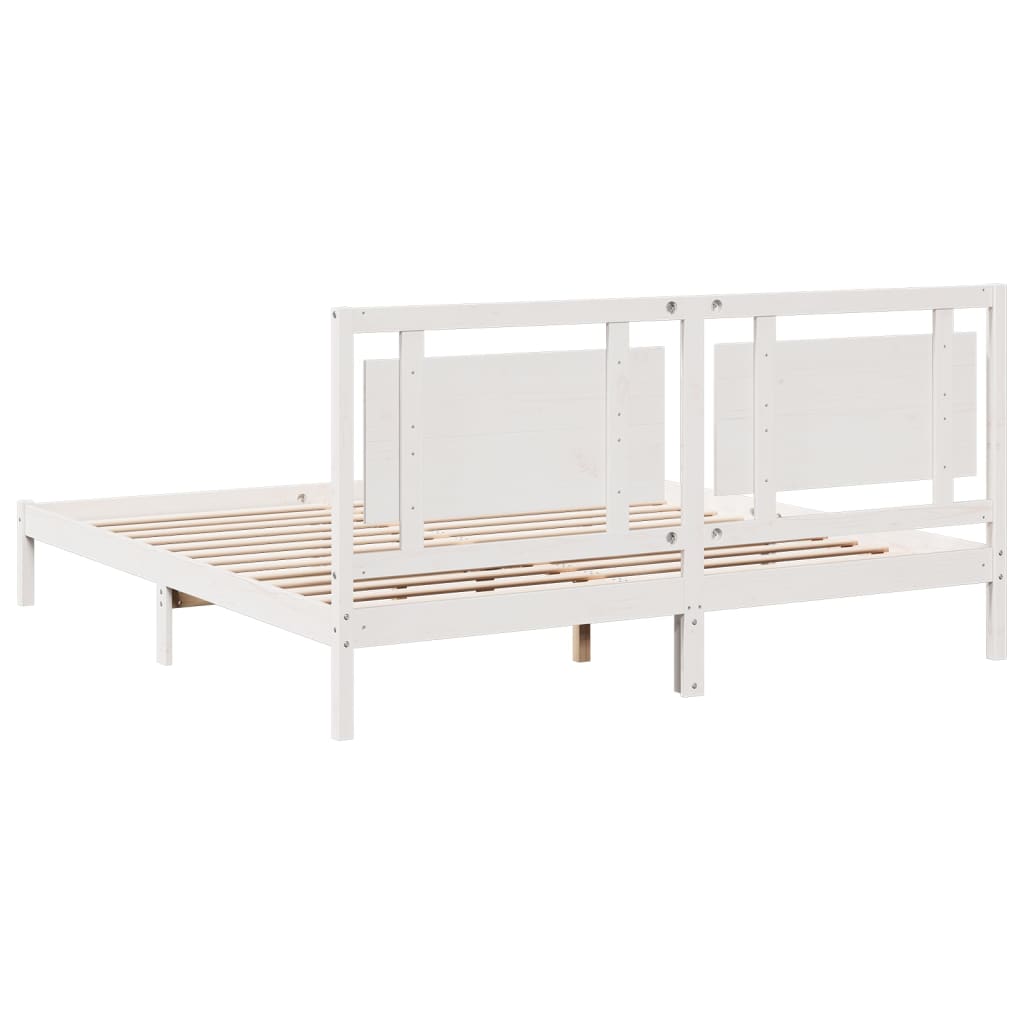 Extra Long Bed Frame without Mattress White 180x220 cm Solid Wood
