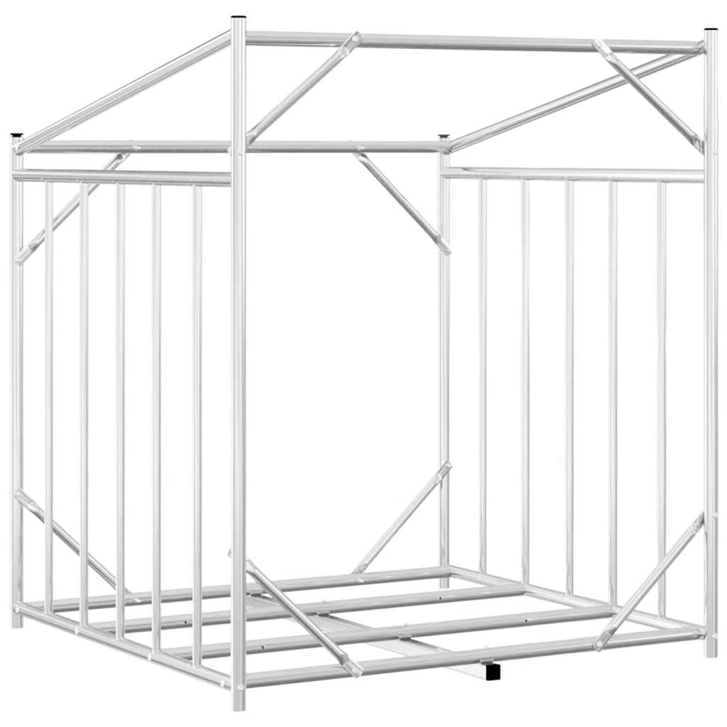 Firewood Rack with Rain Cover 100.5x100.5x110.5 cm Galvanised Steel
