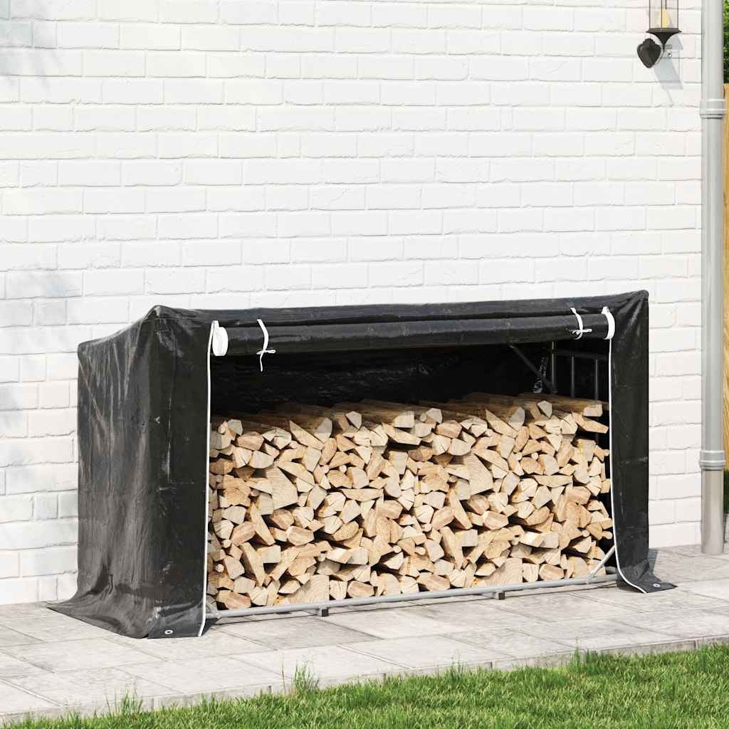 Firewood Rack with Rain Cover 100x40x200 cm Galvanised Steel