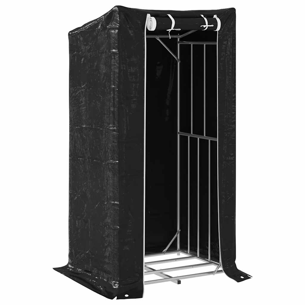 Firewood Rack with Rain Cover 100x80x200 cm Galvanised Steel