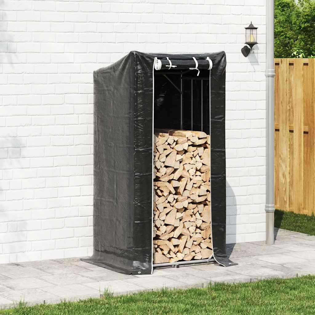 Firewood Rack with Rain Cover 100x80x200 cm Galvanised Steel